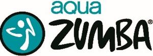 Zumba Logo in Aqua color that reads " aqua ZUMBA"