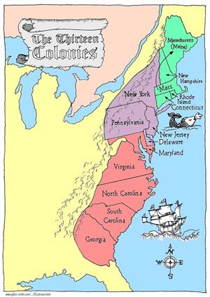 13 Colonies map