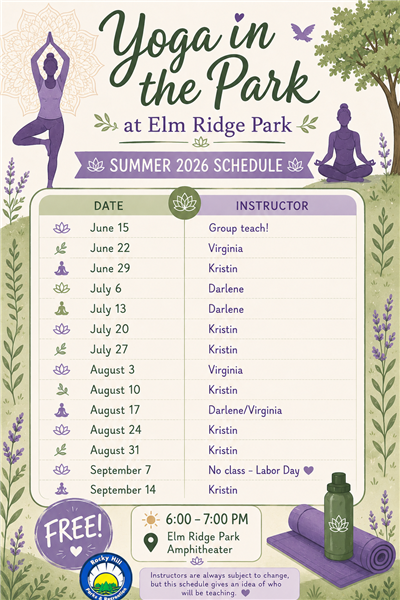 Tentative Yoga in the Park Schedule